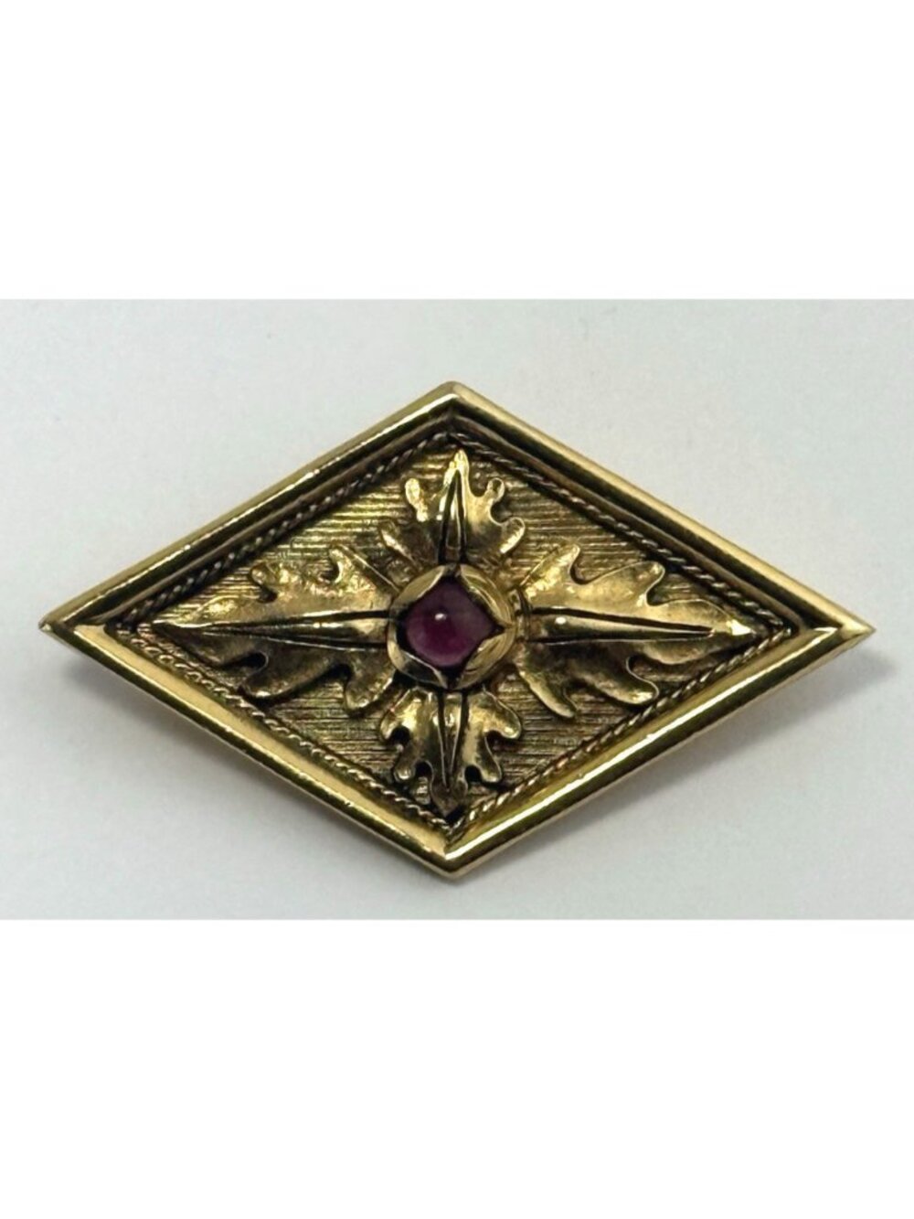 Museum Fine Arts Boston-Neo-Classic Revival Faux Garnet Brooch Pin 2" Gold Tone